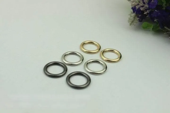 10pcs Strap Slider Bag Hardware Round Circle 15mm 5/8" Single Loop Metal Buckle Adjuster Adjuster Gold Silver Gunmetal Purse Handbag Making