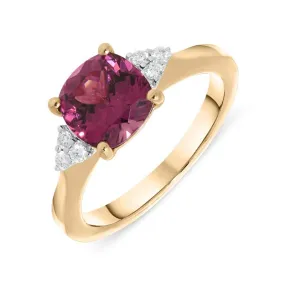 18ct Rose Gold 2.17ct Garnet Diamond Cushion Cut Ring