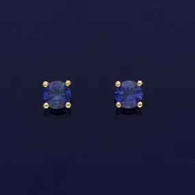 18ct Yellow Gold Blue Sapphire Stud Earrings - 3mm