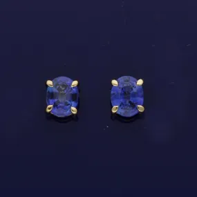 18ct Yellow Gold Oval Blue Sapphire Stud Earrings