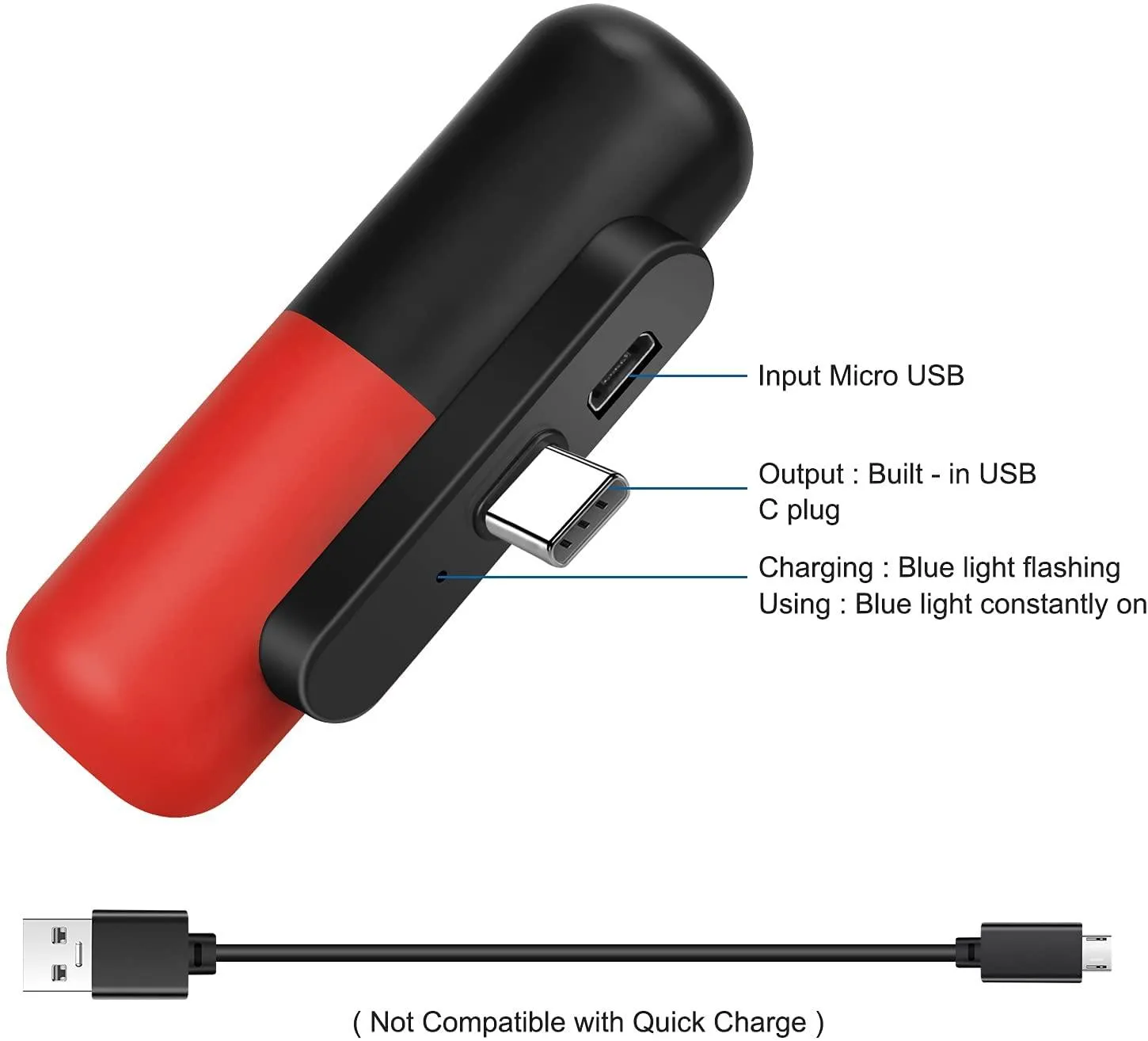 3000mAh Super Mini Emergency Capsule Power Bank (Type C/ Lightning)