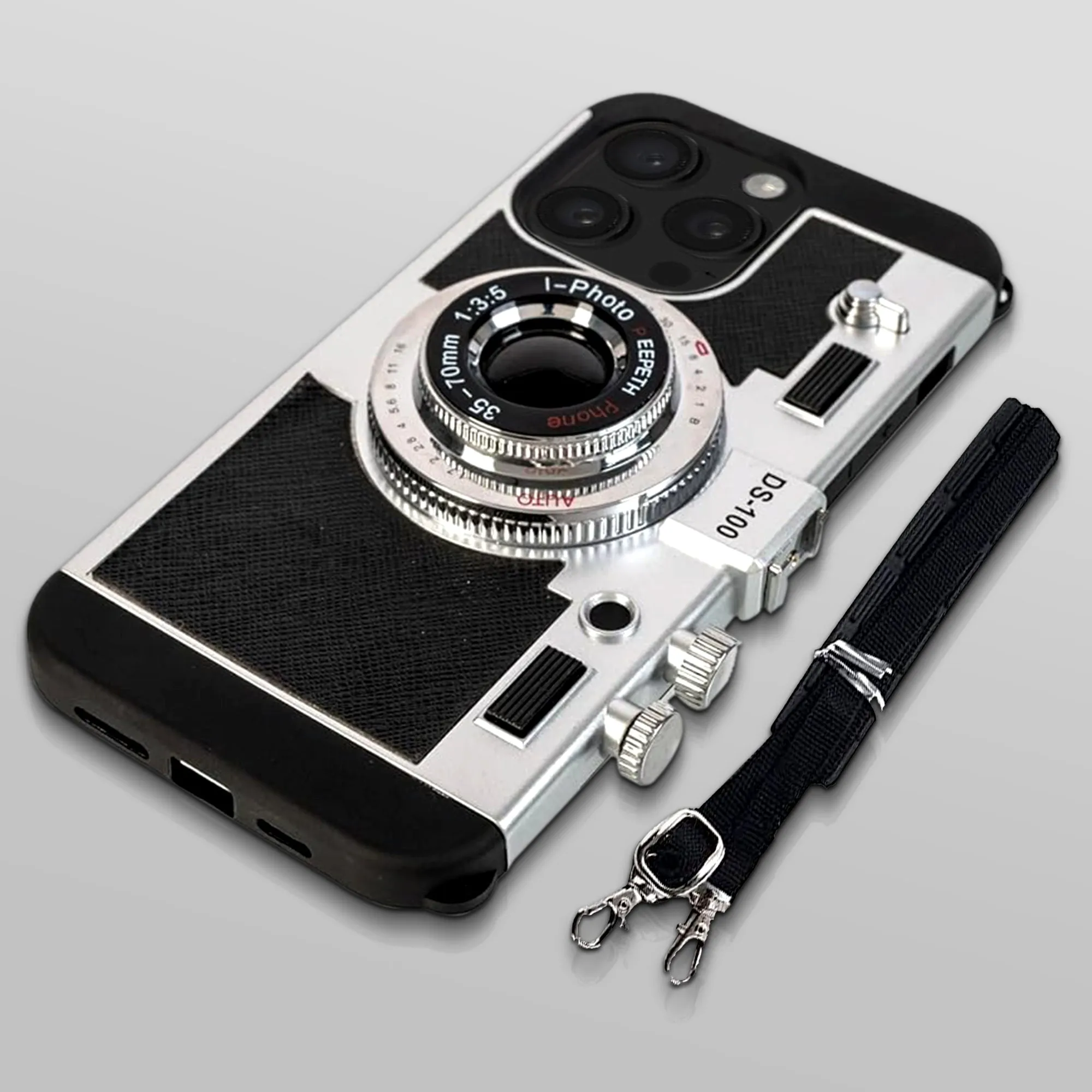 3D Camera lanyard Back Cover For Apple iPhone 15 Pro