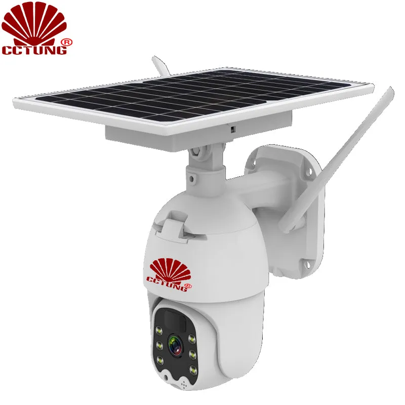 4G Alarm Intelligent Solar PTZ Dome Camera with Mobile APP 1080P HD Live Video Moitoring