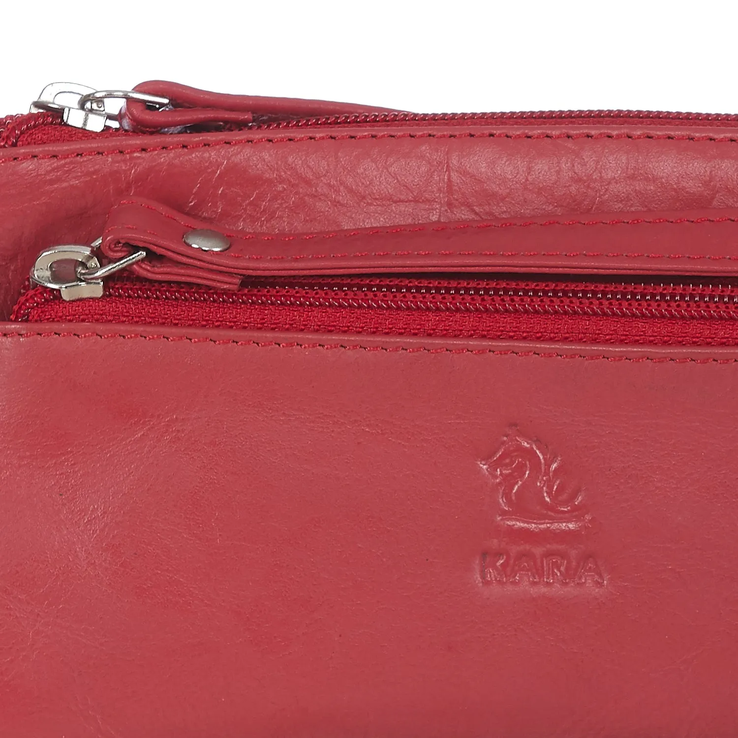 7027 Red Leather Hand Pouch