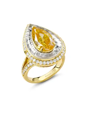 A Family Journey Havana Pear Orange Diamond Yellow Gold Ring