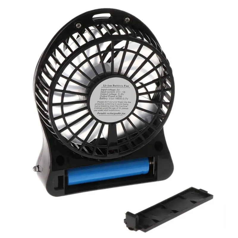 Adjustable Wind Speeds Rechargeable Cooling Fan Black