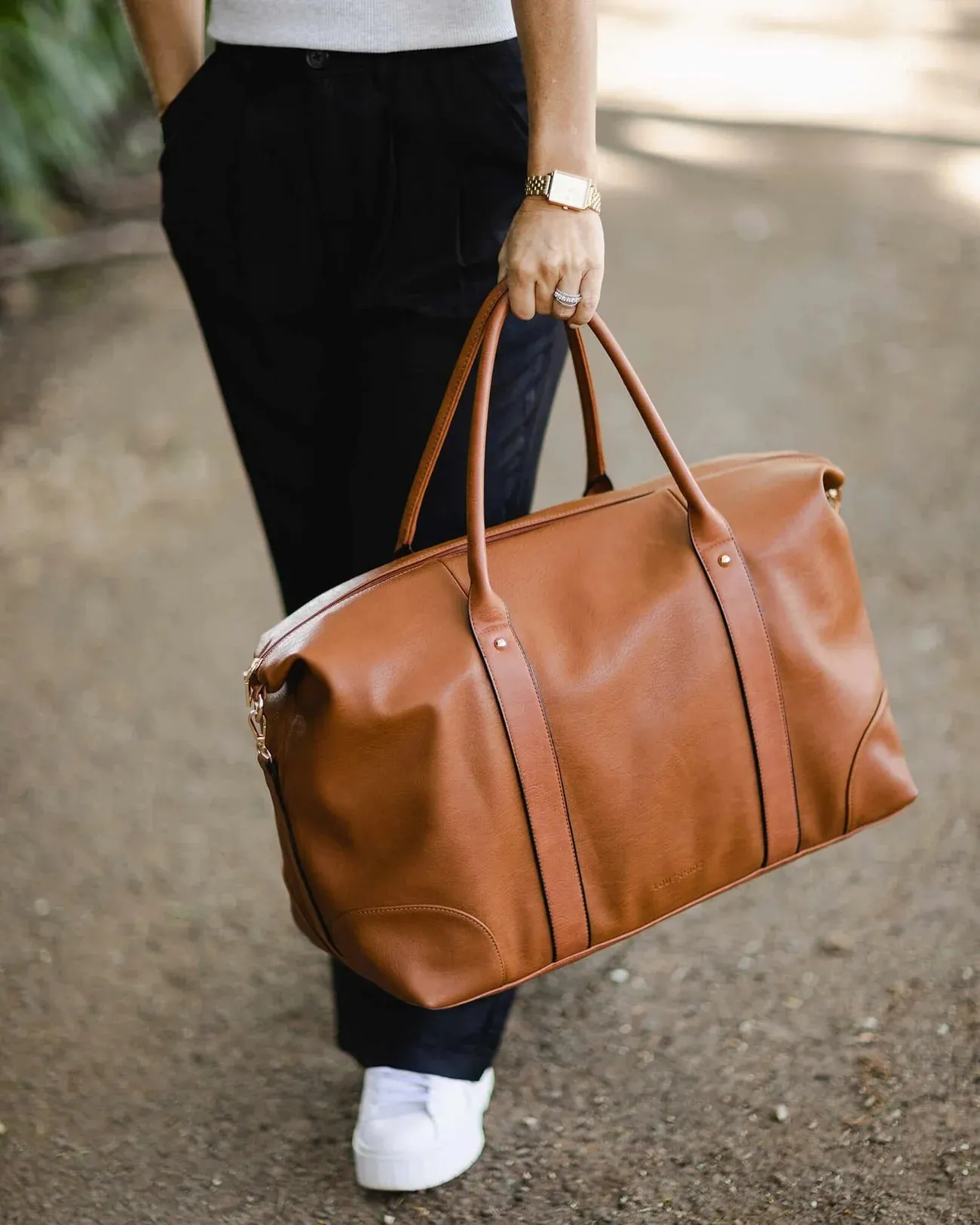 Alexis Stripe Weekender Travel Bag - Tan Stripe