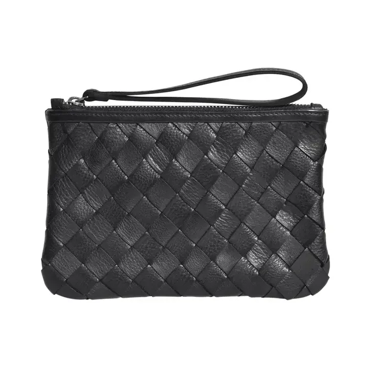 Amara Leather Woven Clutch