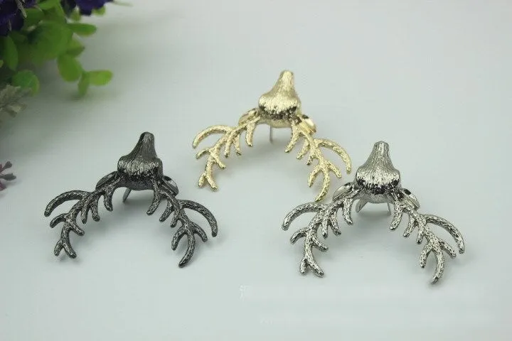 Antler Purse Label 1/10pcs Bag Hardware Charm Gold Silver Gunmetal Handmade Purse Handbag Making Metal Decoration 50mm 2" Wholesale Supplies