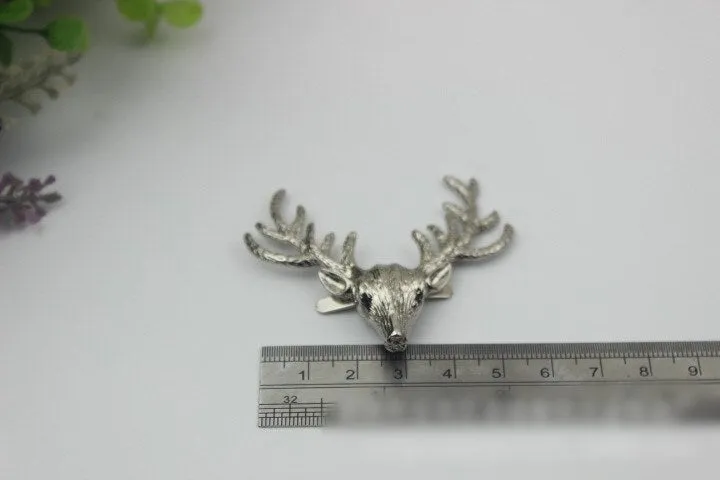 Antler Purse Label 1/10pcs Bag Hardware Charm Gold Silver Gunmetal Handmade Purse Handbag Making Metal Decoration 50mm 2" Wholesale Supplies