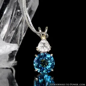 Aqua Aura & Danburite Mini Radiant Heart Pendant