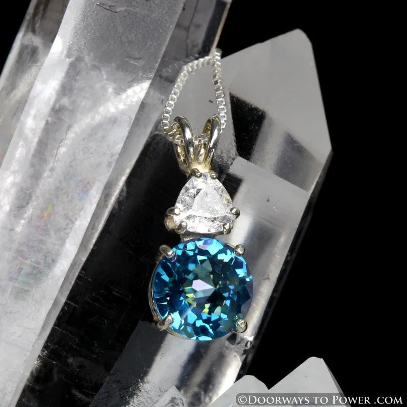 Aqua Aura & Danburite Mini Radiant Heart Pendant