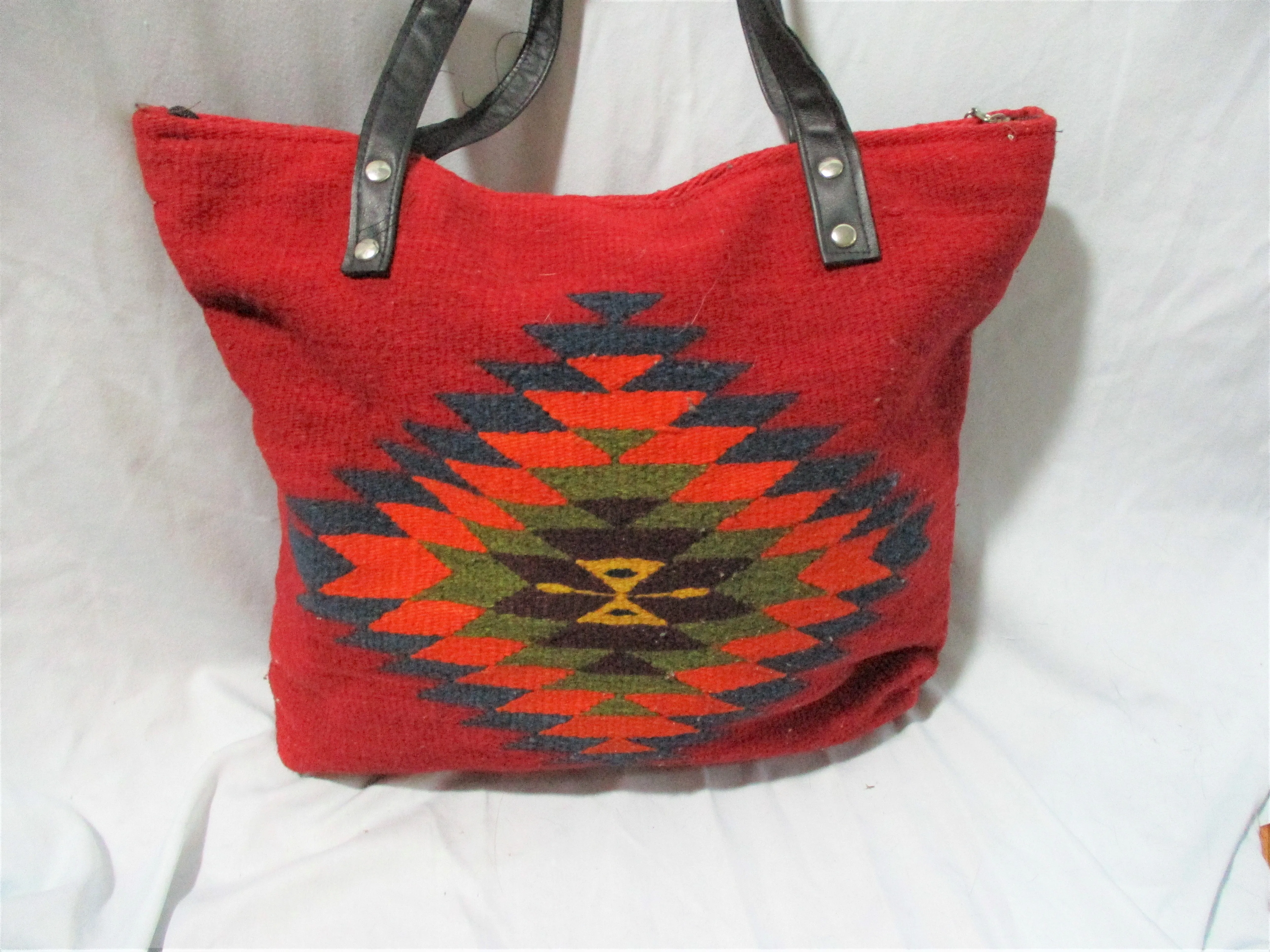 Aztec Maya Kilim Wool Blanket Ethnic Tapestry Carpet Shoulder Bag Purse SERAPE Tote