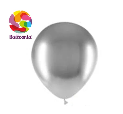 Balloonia 5" Balloon Brilliant Latex Silver 100CT