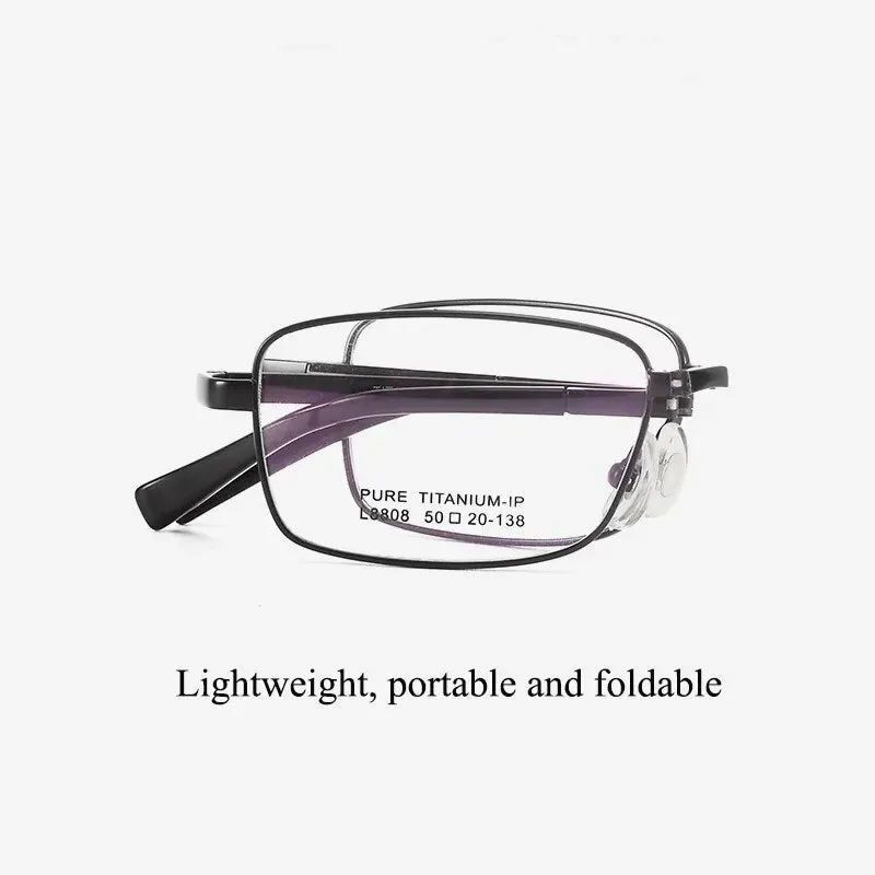 Bclear Men's Full Rim Foldable Square Titanium Eyeglasses Lb8808