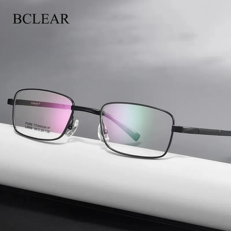 Bclear Men's Full Rim Foldable Square Titanium Eyeglasses Lb8808