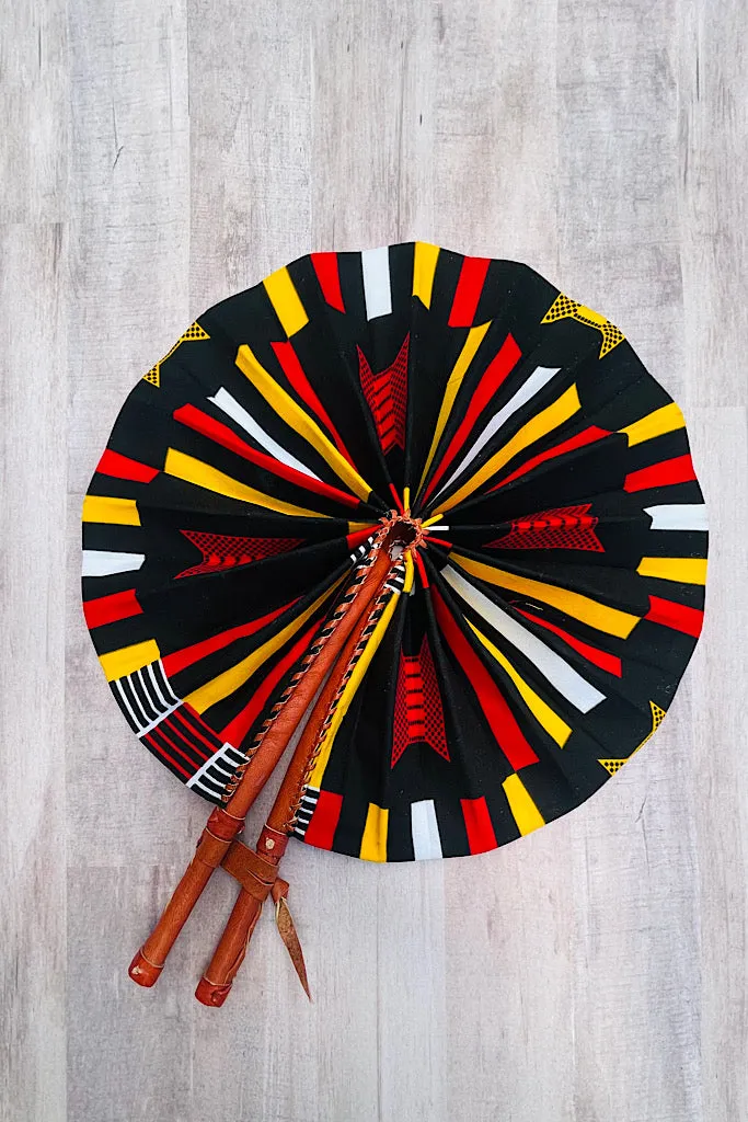 Black Kente  Ankara Foldable Fan