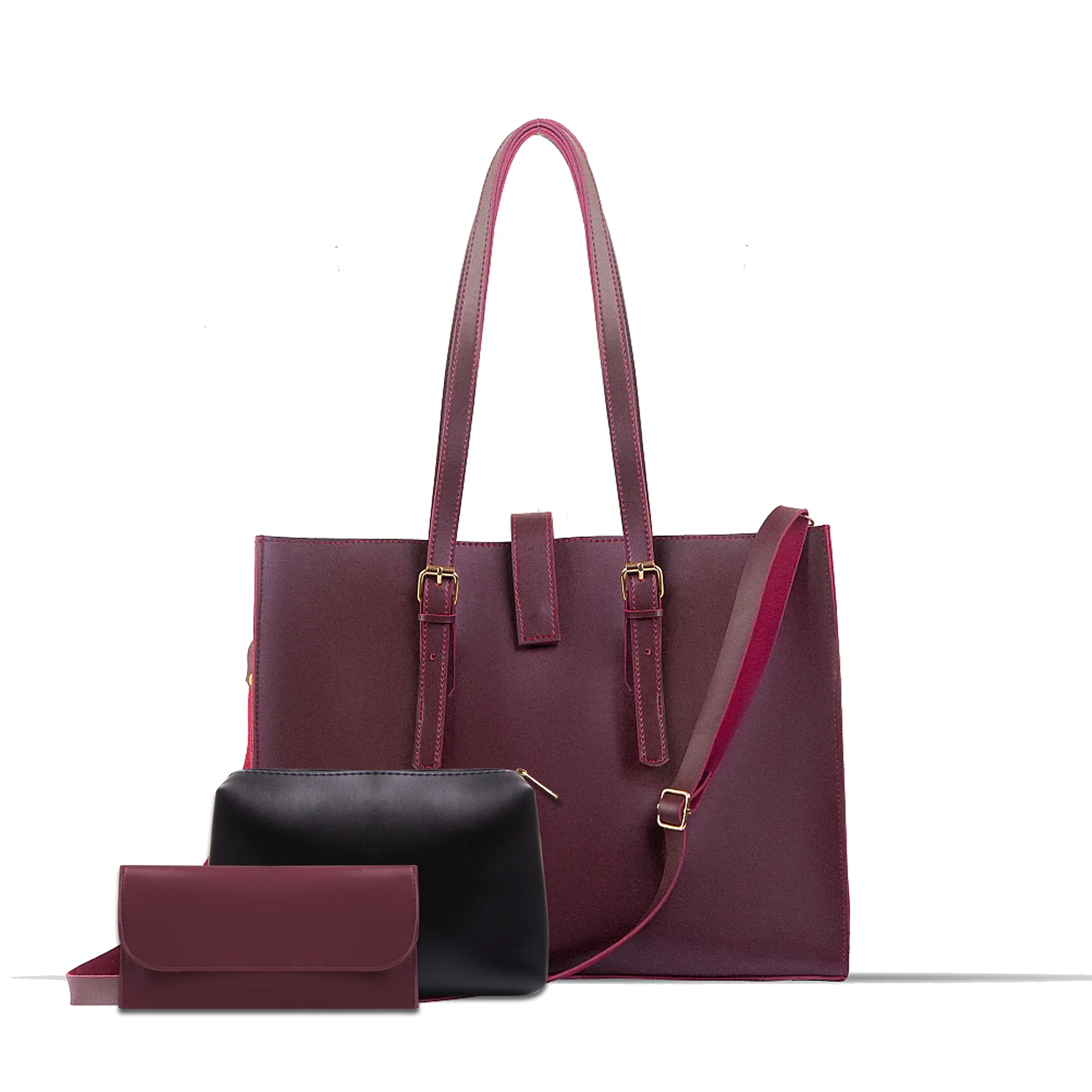 Blossom Maroon 3Pcs Tote Bagset