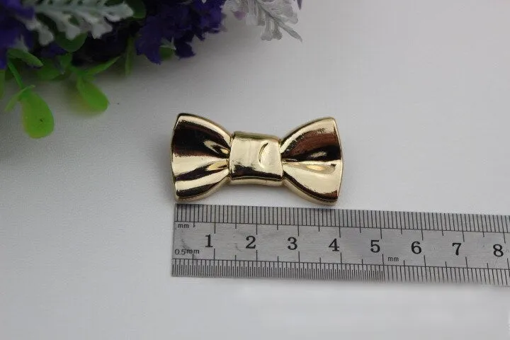 Bow-Knot Purse Label 1/10pcs Bag Hardware Charm Light Gold Handmade Purse Handbag Making Metal Decoration 40mm 1 5/8" Wholesale Supplies