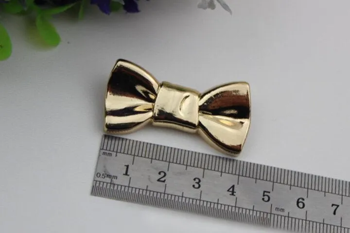 Bow-Knot Purse Label 1/10pcs Bag Hardware Charm Light Gold Handmade Purse Handbag Making Metal Decoration 40mm 1 5/8" Wholesale Supplies