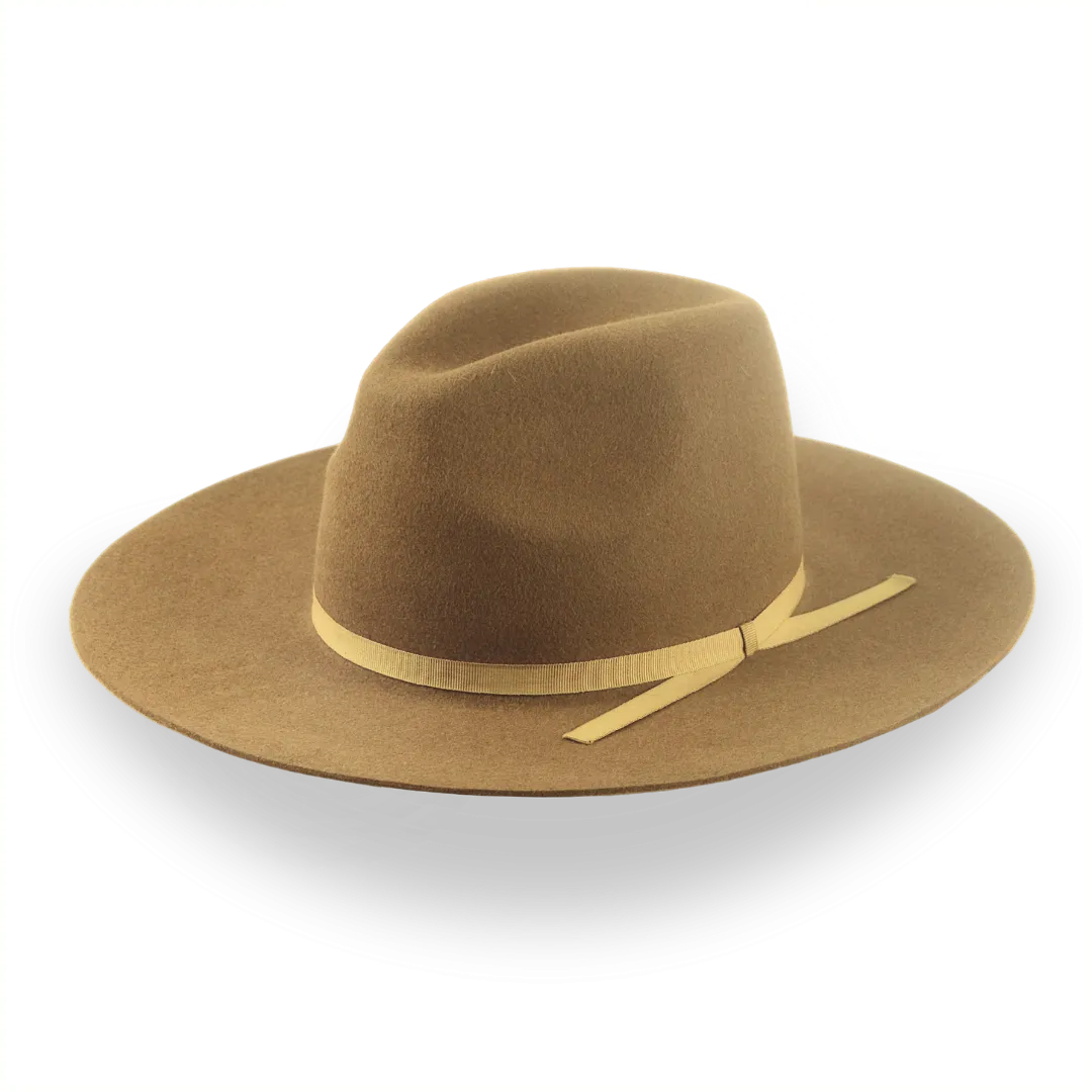 Brown Flat Bill Western Style Fedora Hat | The Longsword