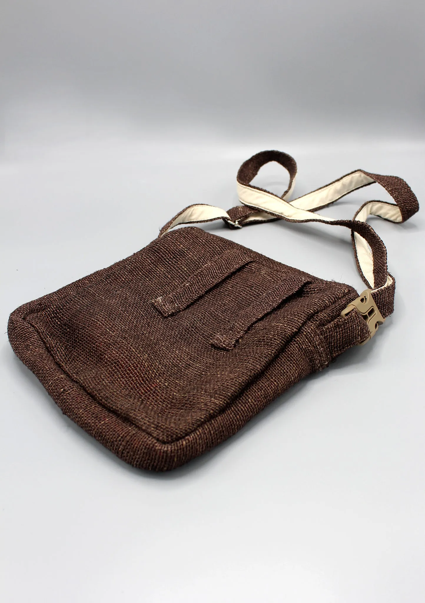 Brown Hemp Cross Body Travel Bag