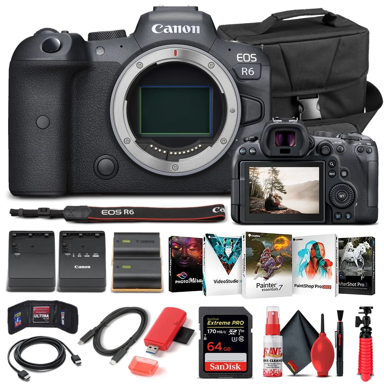 Canon EOS R6 Mirrorless Camera Body Only 4082C002 - Basic Bundle