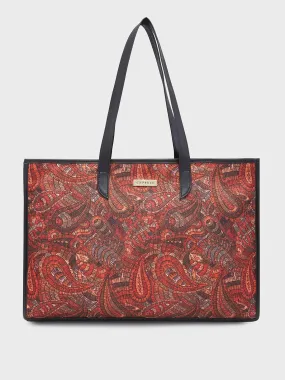 Caprese Kaya Tote Large Printed Womens Handbag Red