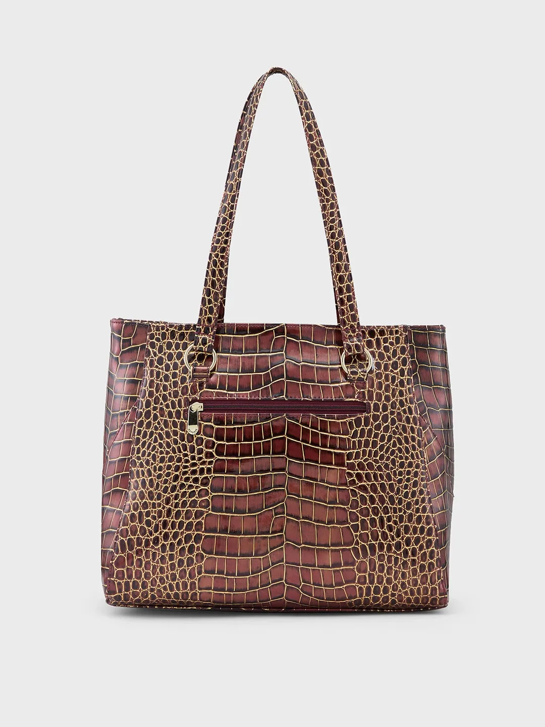 Caprese Miranda Tote Large Croco Womens Office Handbag Burgundy