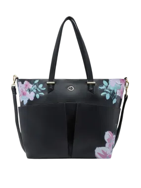 Caprese Shanaya Tote Medium Printed Womens Office Handbag Black