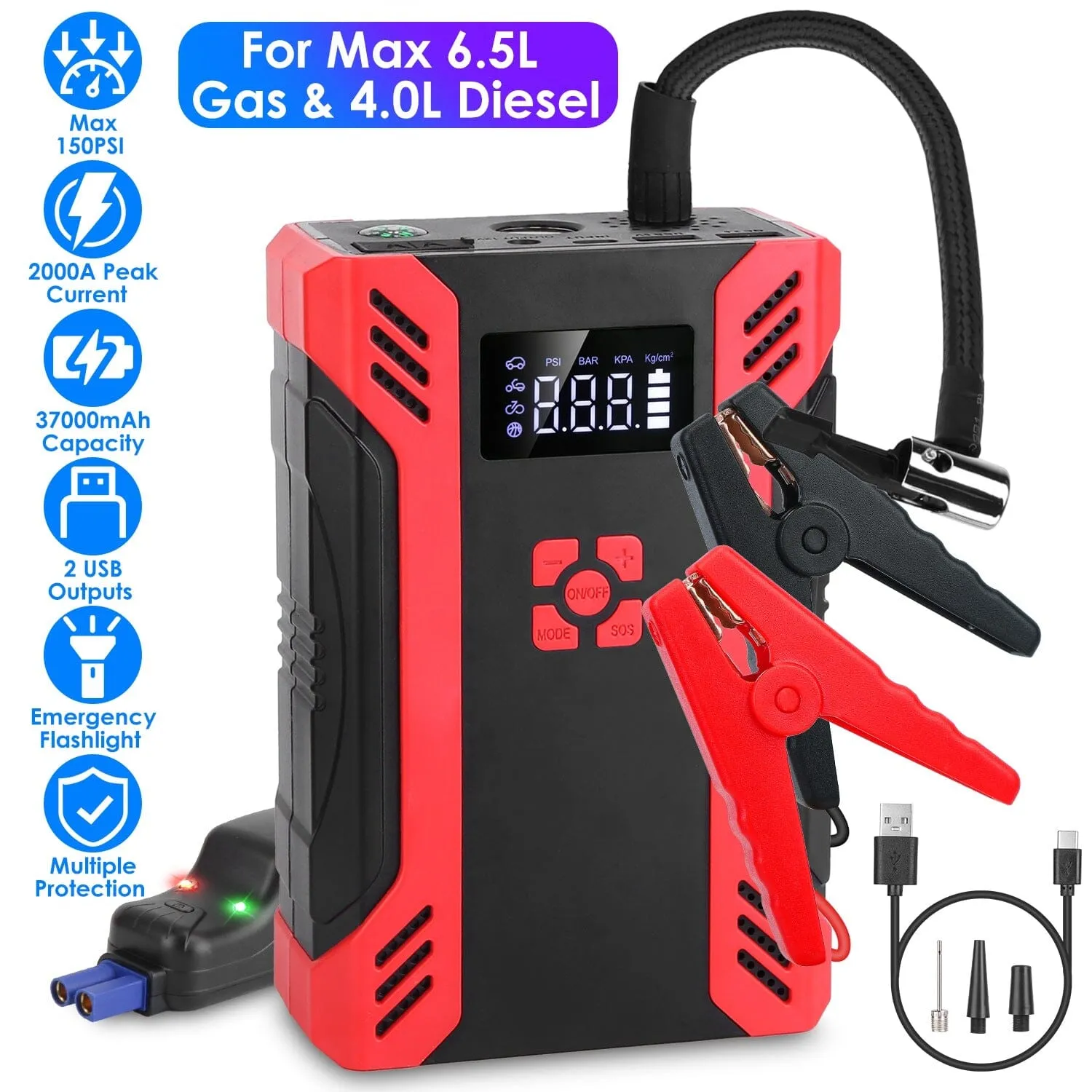 Car Jump Starter with Air Compressor