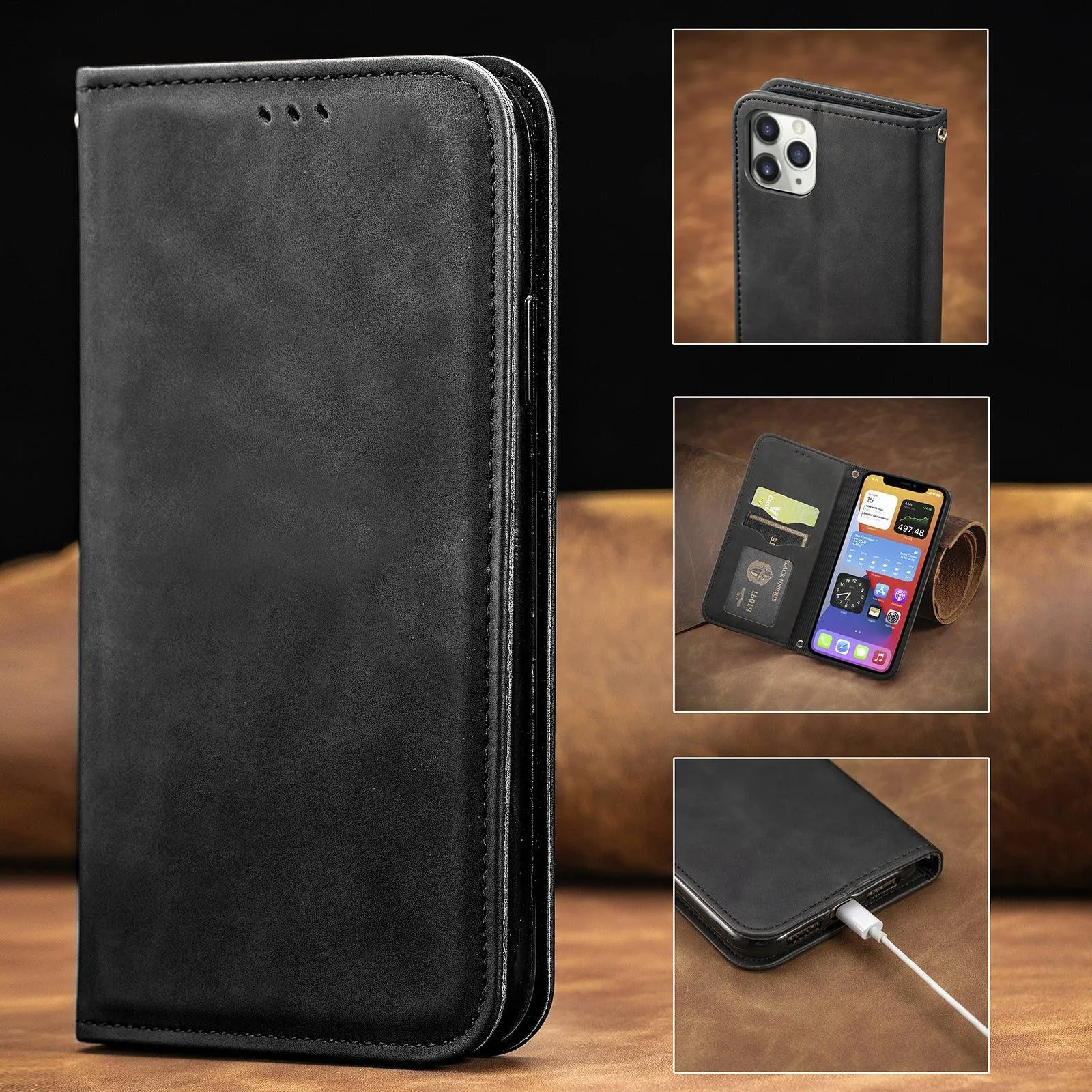 Card Skin Feeling Flip Magnetic Suction Phone Case