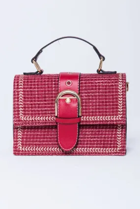 Carmine Red Buckle Handbag