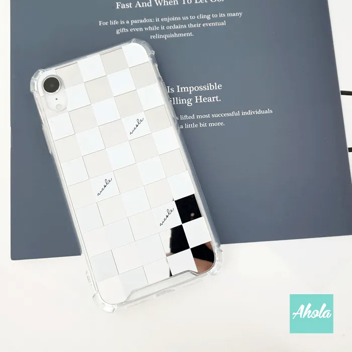 【Chequer】Protective Mirror Phone Case 全包邊格仔鏡面名字電話殼