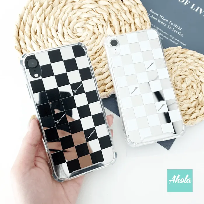 【Chequer】Protective Mirror Phone Case 全包邊格仔鏡面名字電話殼