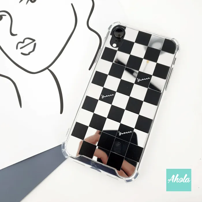 【Chequer】Protective Mirror Phone Case 全包邊格仔鏡面名字電話殼