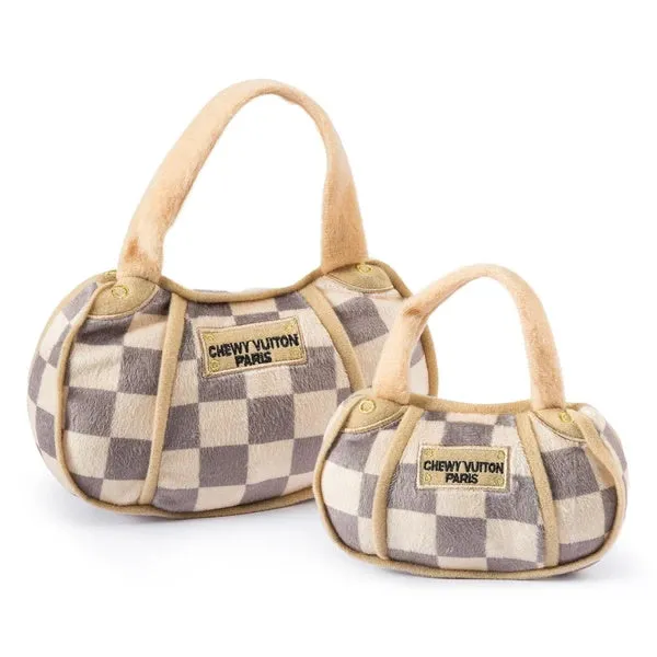 Chewy Vuiton Checker Handbag Dog Toy