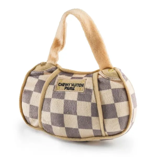 Chewy Vuiton Checker Handbag Dog Toy