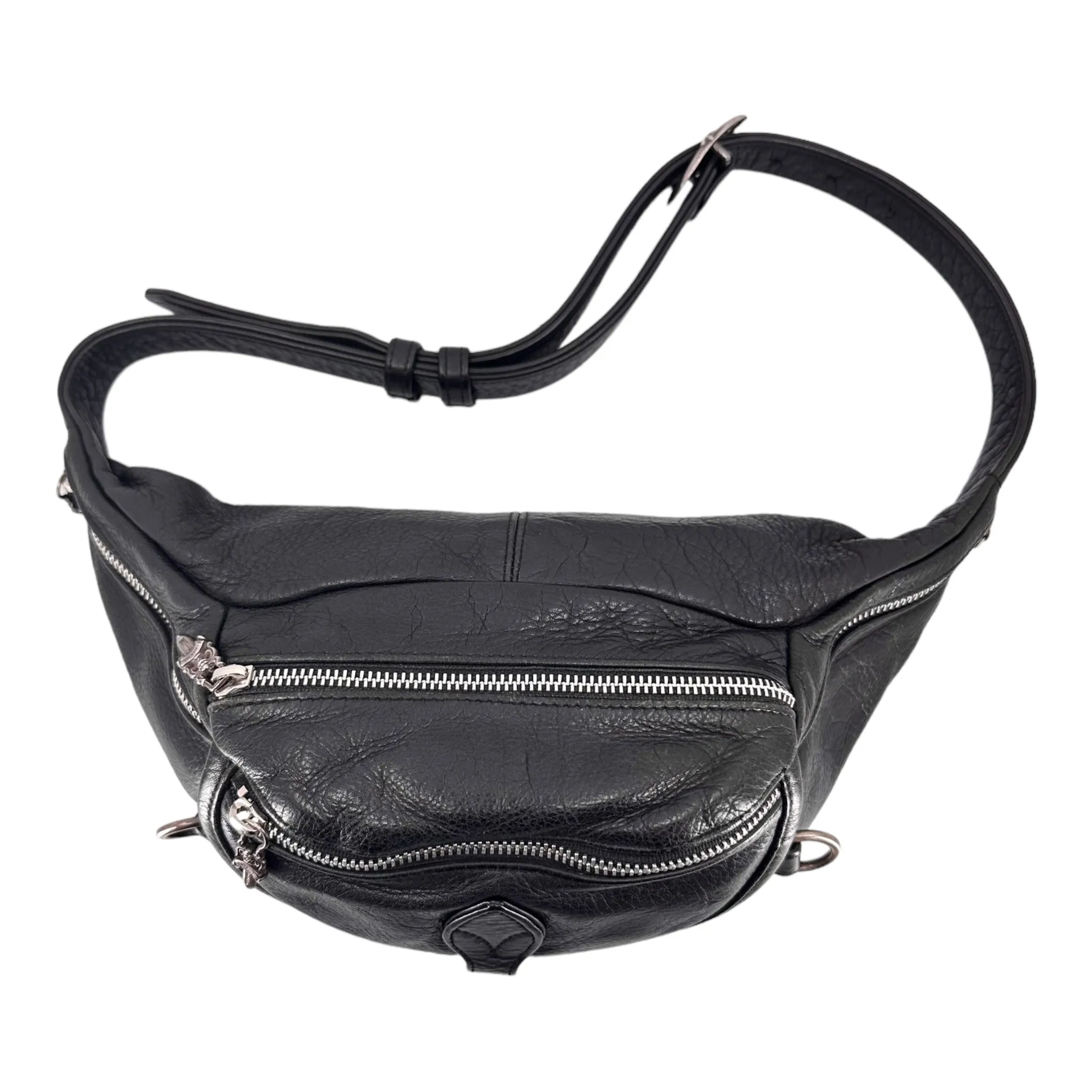 Chrome Hearts Snat Tumbled Leather Waist Bag Black (Large)