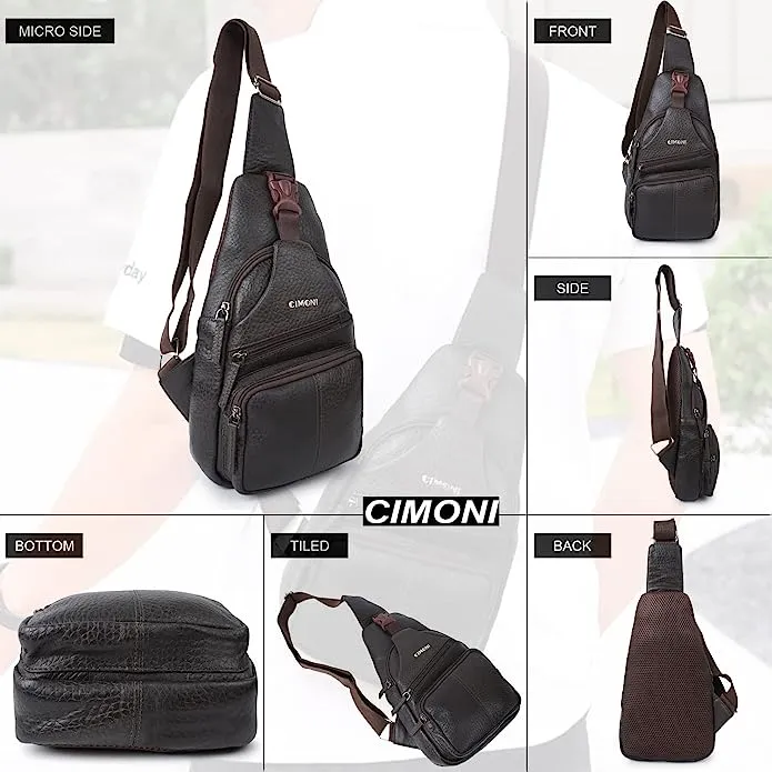 CIMONI Genuine Leather Classic Unique Design Cross Body Chest Bag Outdoor Small Shoulder Side Bags For Unisex