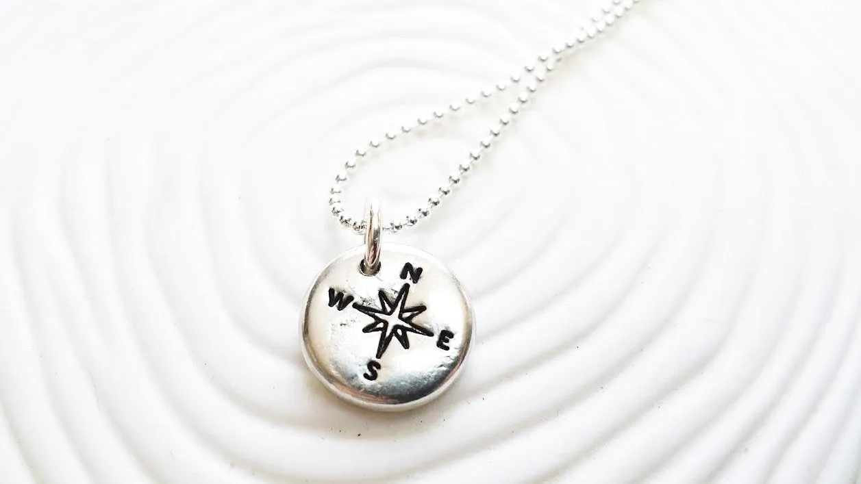 Compass Necklace | Pebble Design Necklace