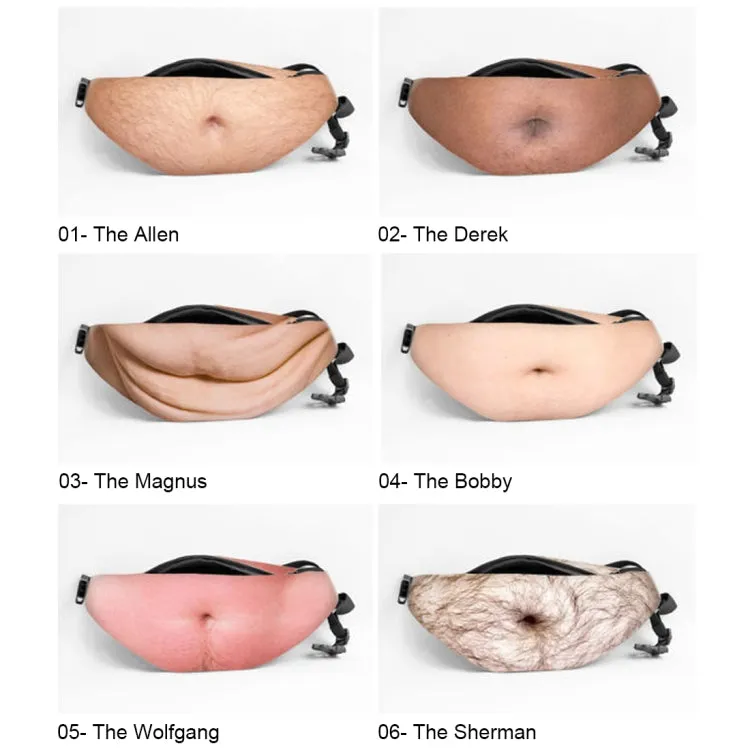 Creative Funny Anti-harassment Artificial Black Belly Shape Outdoor Bags, Multifunctional Portable Unisex Sports Belly Waist Bag