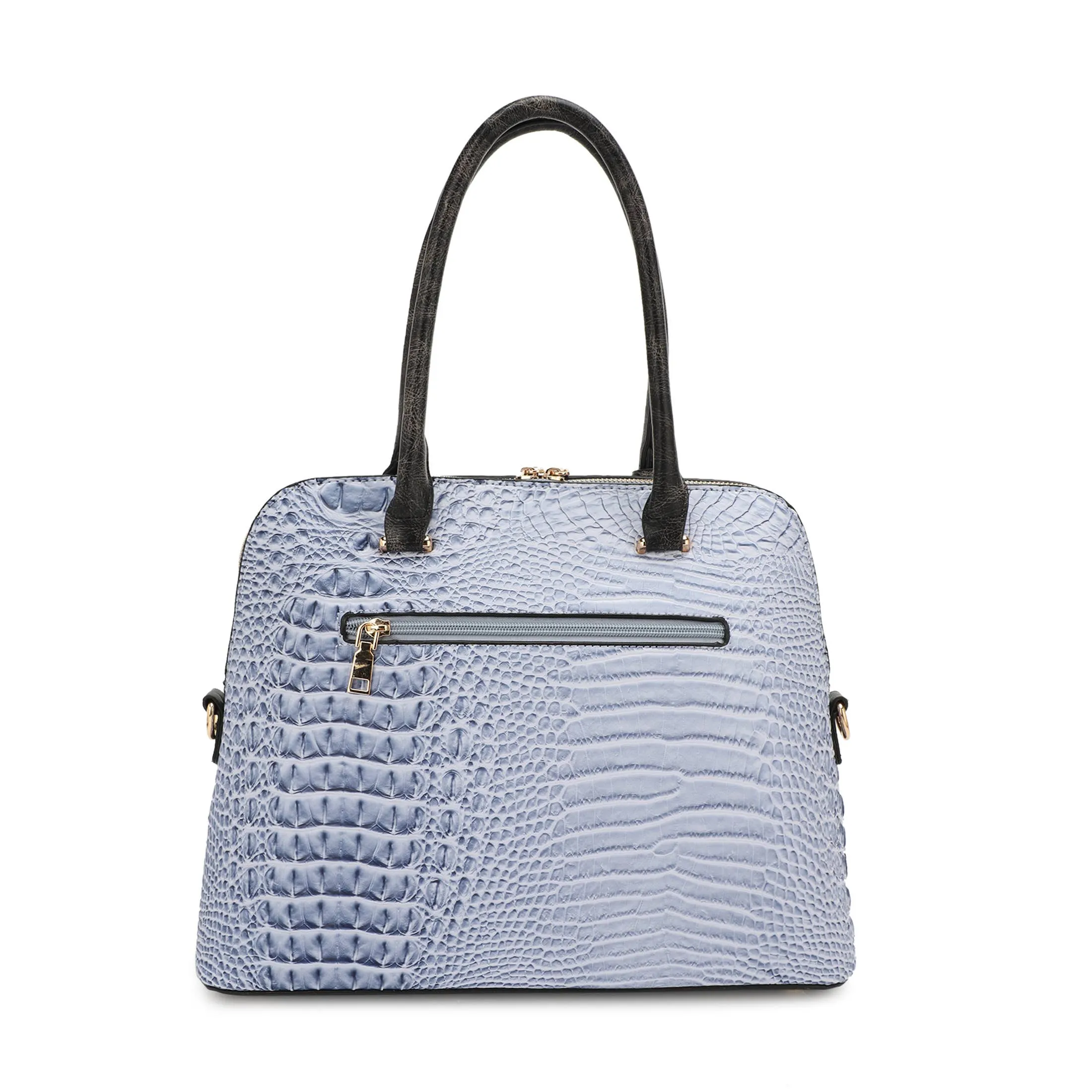 Croc Print Dome Shape Satchel and wallet