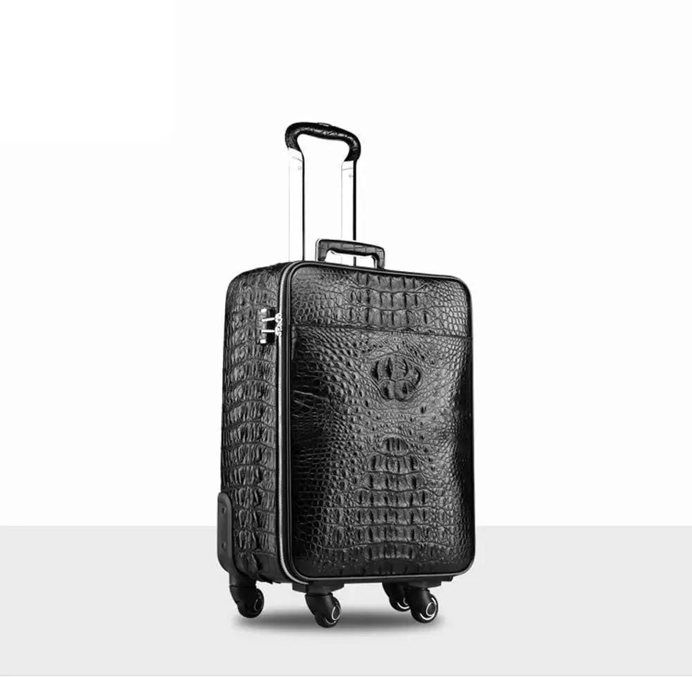 Crocodile Leather 4-Wheeled Trolley Case Travelling Luggage Bags