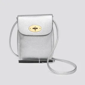 Cross Body PU Phone Bag - Silver