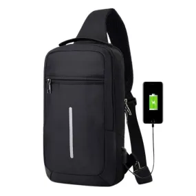 Crossbody Anti-theft USB Charging Shoulder Chest Bag Waterproof great for iPad or Android Tablet Men's Shoulder Bag Men's Backpack