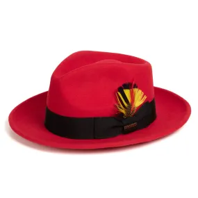 Crushable Red/Black 100% Australian Wool Fedora Hat