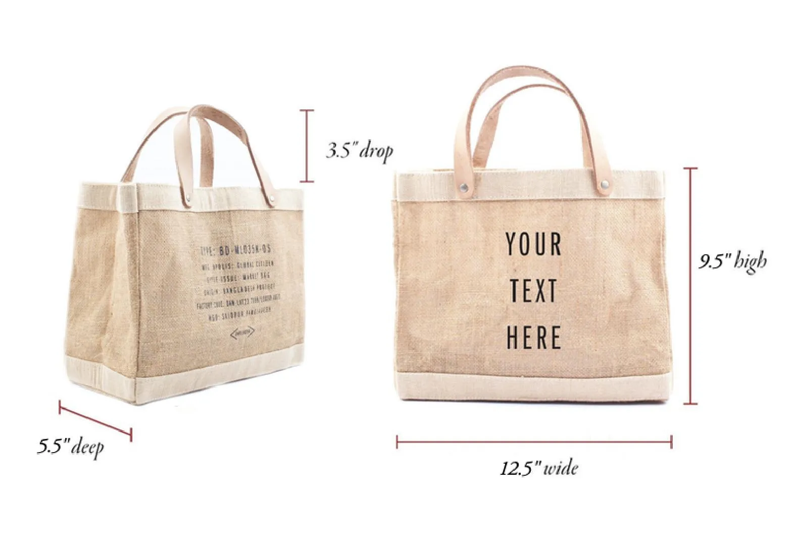 Customized Petite Market Bag in Natural - Wholesale