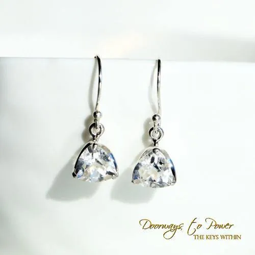 Danburite Synergy 12 Stone Crystal Drop Earrings .925 SS