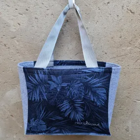 Dark Navy Palms - Recycled Felt Teacher Bag